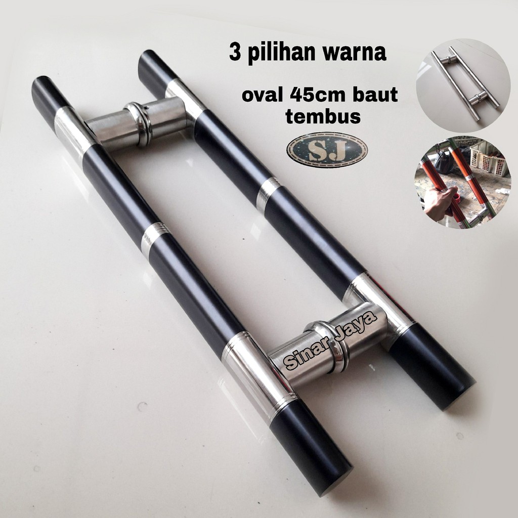 handle pintu oval 45cm gagang tarikan pintu rumah minimalis pegangan pintu baut tembus kayu dan kaca