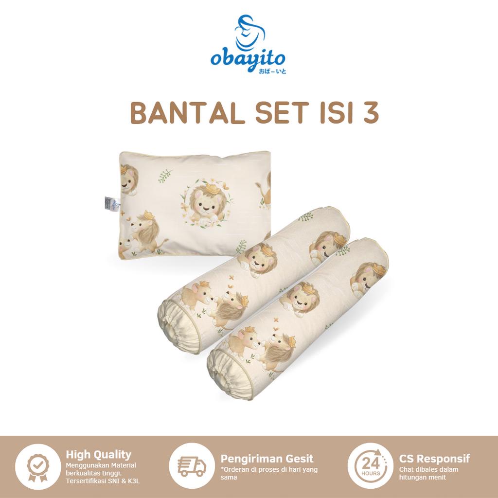 Obayito Bantal Baby ( Bayi ) set Isi 3 Bahan Katun Satin Jepang Terbaik