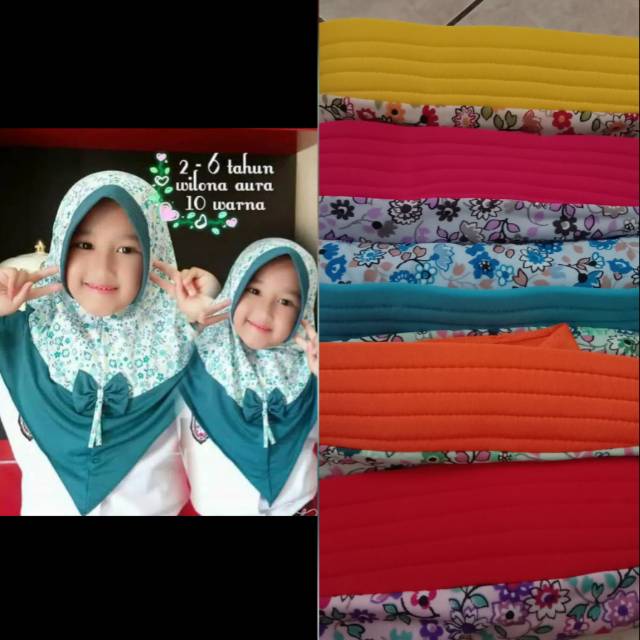 Jilbab Anak Wilona aura POLOS MOTIF Hijab Anak Motif murah Kerudung Anak murah Bergo Turban Anak