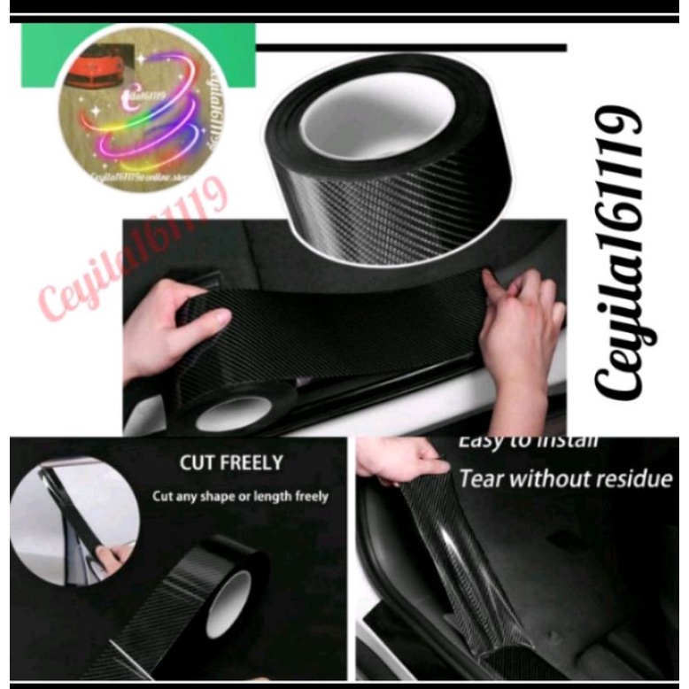 Sillplate samping anti gores injakan pintu Carbon 5D 9 Cm Mobil Nissan MARCH