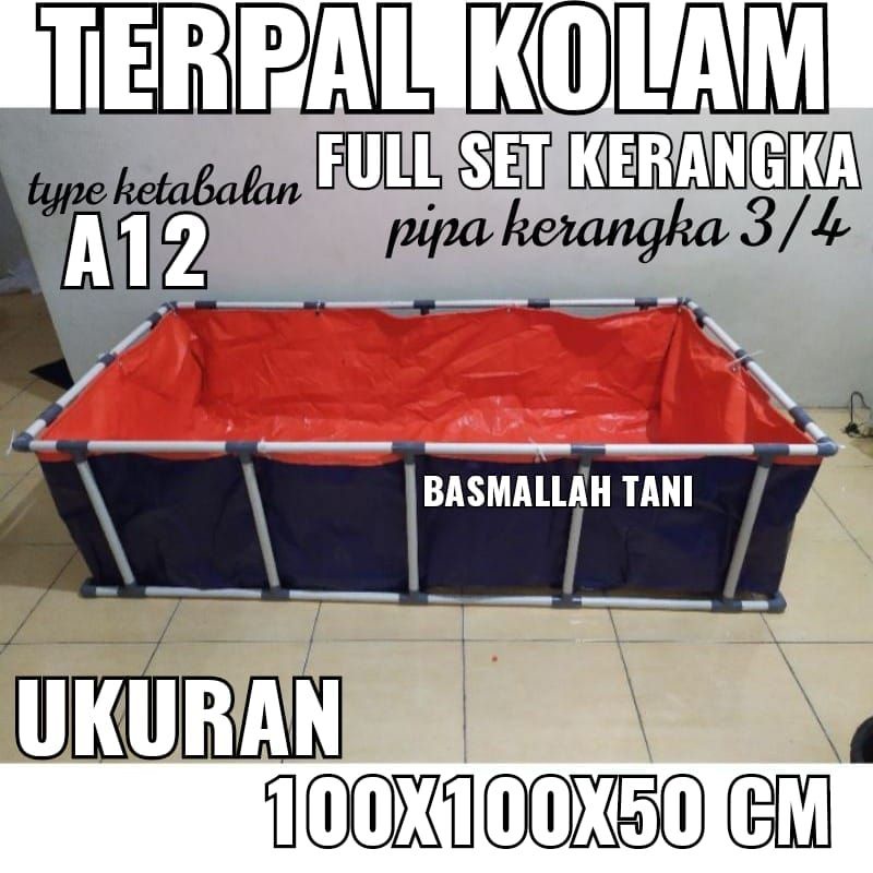 full set terpal kolam ikan 100x100x50 A12 fullset beserta kerangkanya