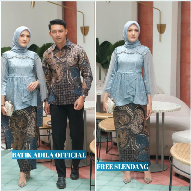 Couple Kebaya Modern Baju Wisuda Tunangan Lamaran Terbaru Baju Batik Brokat Couple vanilla