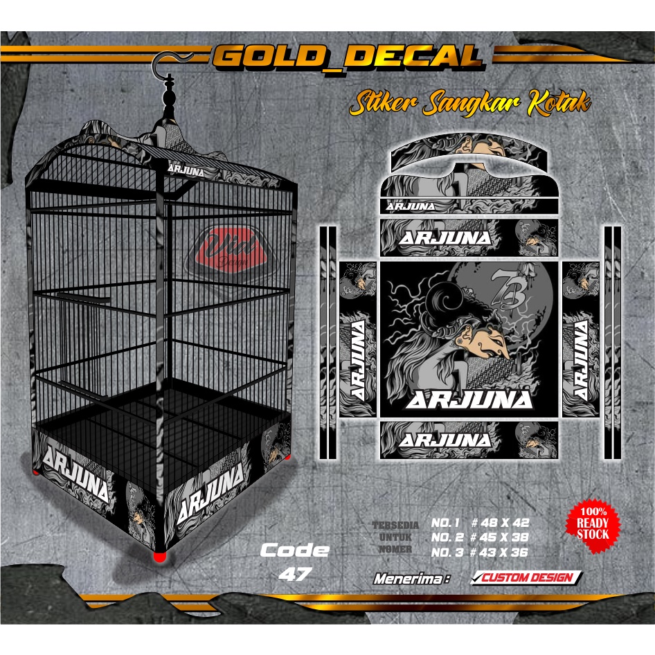 Stiker Sangkar Kotak Dekal Kandang Burung Kacer Cuca ijo No 1 2 3