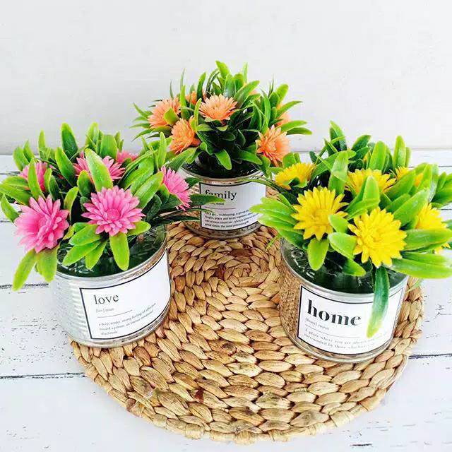 PB55 Bunga Bonsai Plastik / Pot Kaleng Bunga Bonsai Plastik