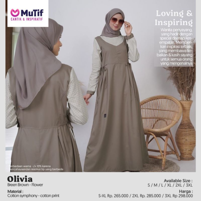 MUTIF OLIVIA GAMIS DEWASA VARIASI TALI BAGIAN SAMPING WARNA BREEN BROWN