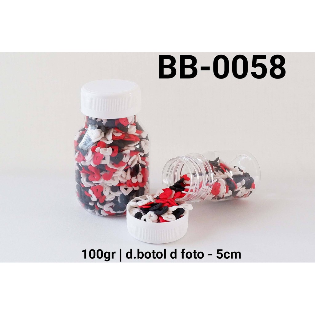 

BB-0058 Sprinkles sprinkle sprinkel 100 gram hati hitam merah putih yamama baking grosir murah sprinkles cake dekorasi mutiara trimit decoration story sprinklestory sprinklesstory sprinkle story yamama baking