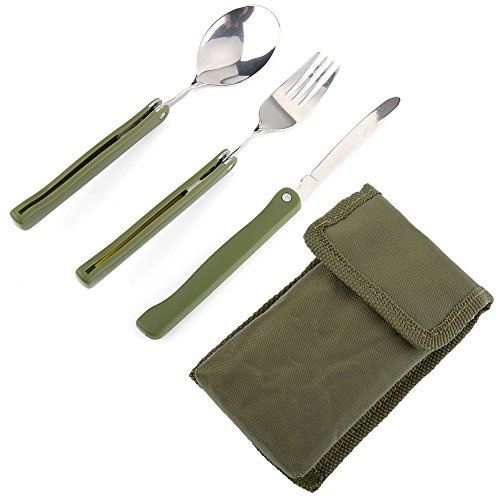 YGRETTE - Yougle Sendok Garpu Pisau Lipat Foldable Spoon Fork Knife Set Portable Army Military Camping Tools Pocket Knife EDC Multifungsi