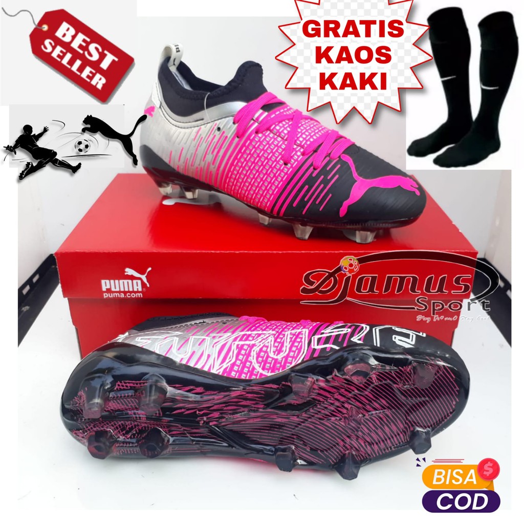 [BONUS KAOS KAKI PANJANG] Sepatu Bola Puma Future Z Pink | Sepatu Bola Puma terbaru Keren 2021 Hitam