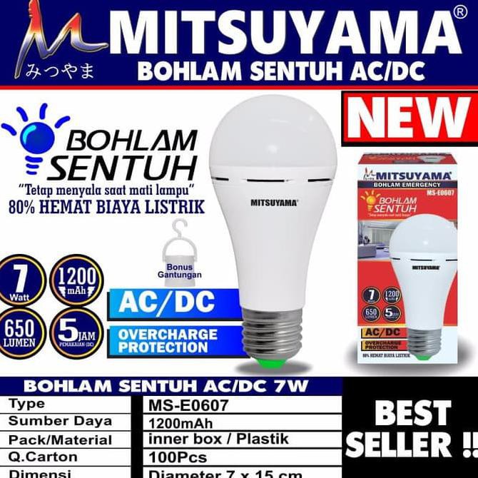 1wch bohlam lampu led emergency 7 watt ajaib sentuh mitsuyama ms-e0607 nsaj