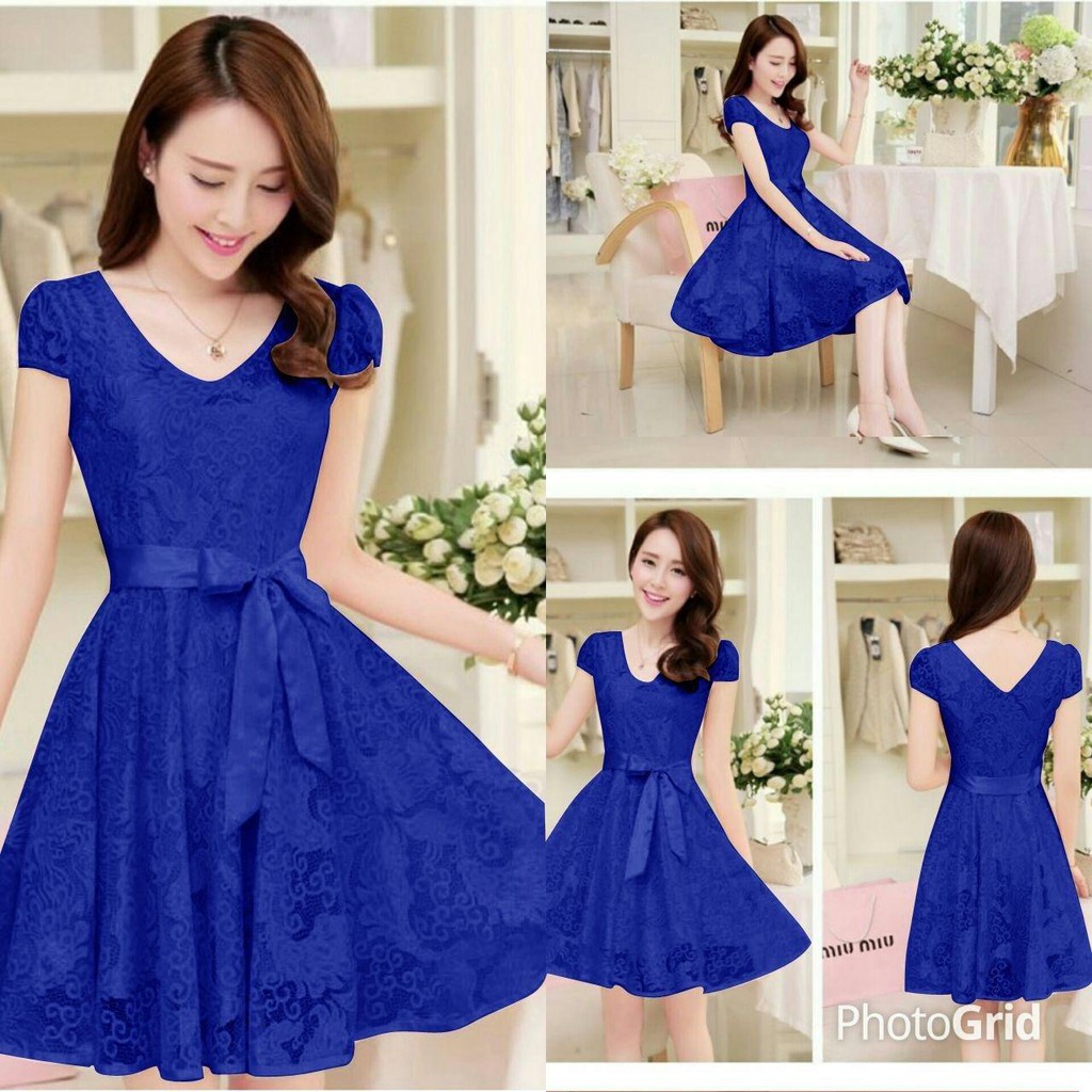 Anggun VB Midi Dress Rumbai Wanita Bahan Brukat Onesize