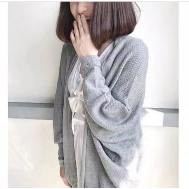 TASYA Outer Cardy OVERSIZE Fit XXL Cardigan Rajut Wanita Rajut Halus-ABU