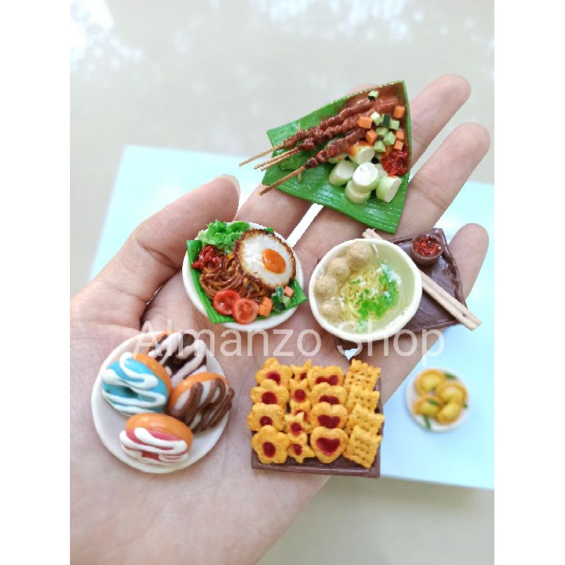 miniatur makanan Indonesia magnet kulkas hiasan tempelan indomie sate mie ayam nasi goreng bakso