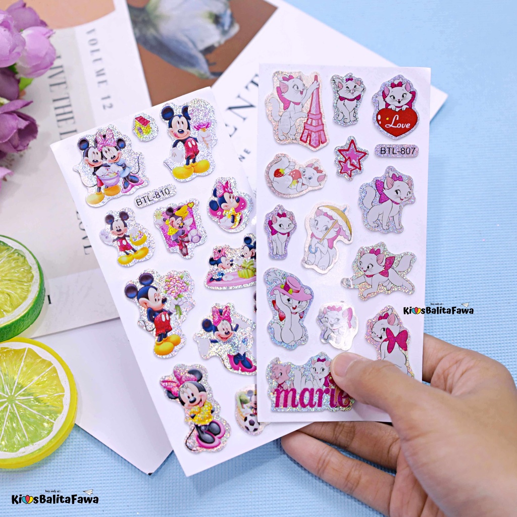 (ISI 1-3 PCS ) Stiker Timbul Mainan Karakter Kartun 3D Lucu Buat Hadiah Sticker Anak-Anak Import Foam Glitter