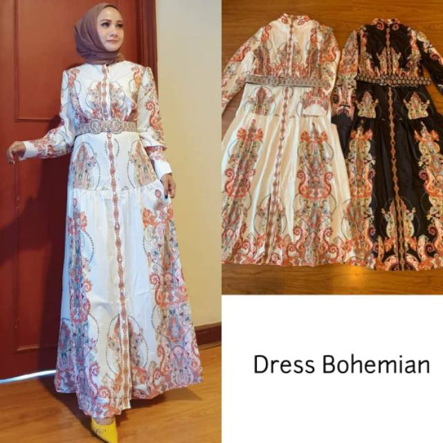 Dress bohemian white black series