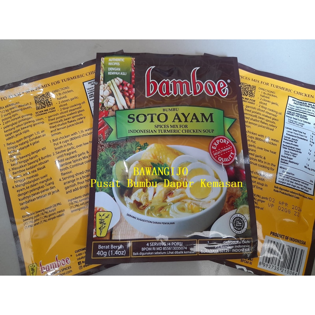 

Bamboe Bumbu Instant SOTO AYAM 40gr Export Quality
