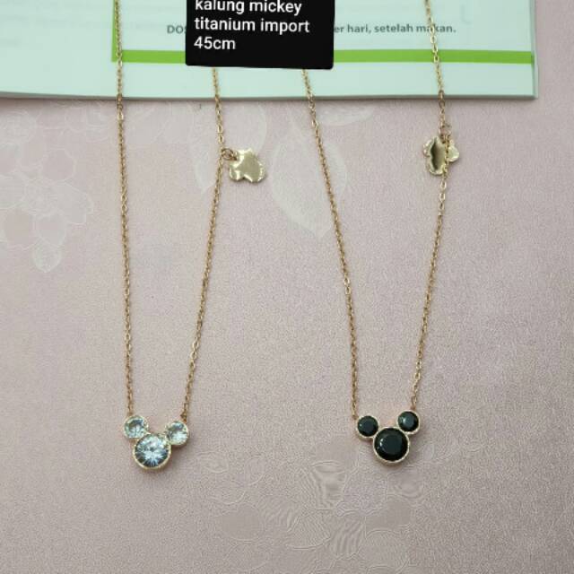 Kalung liontin mickey microdiamond titanium / kalung titanium rose gold wanita