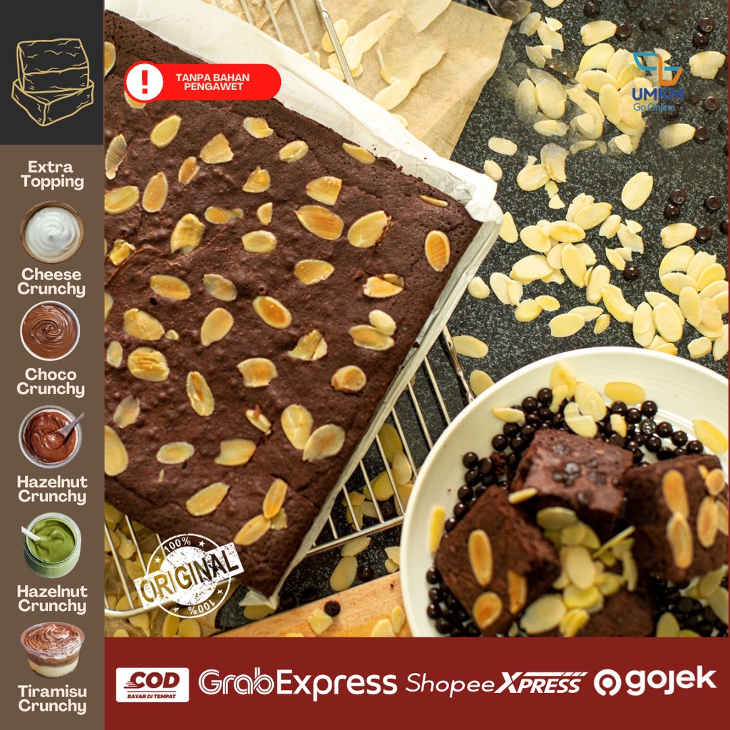 

Brownies Fudgy-Brownies Panggang Almond / Brownis Bakar / Brownies panggang / Instant / Express / COD