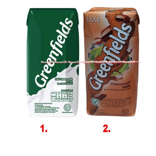 Greenfields 250ml Full Cream Milk Choco Malt Full Cream Milk Susu UHT Coklat Putih Green Fields Field Susu Segar