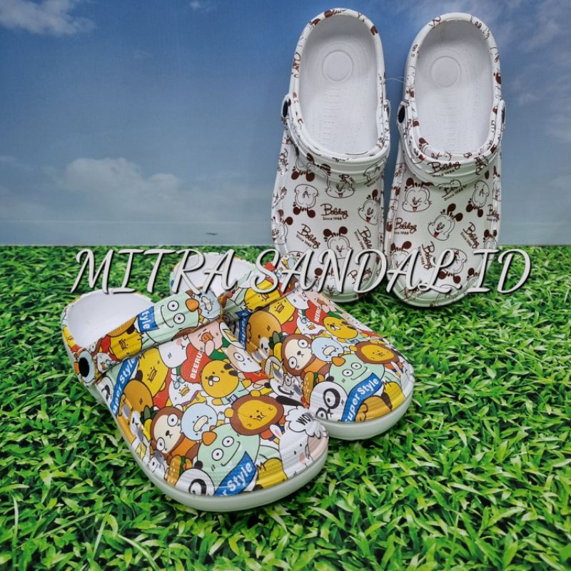 HEMA Sendal Kodok Pria Wanita Printing FANTASY  / Sendal Baim / Sepatu Sandal Crocs New Motif