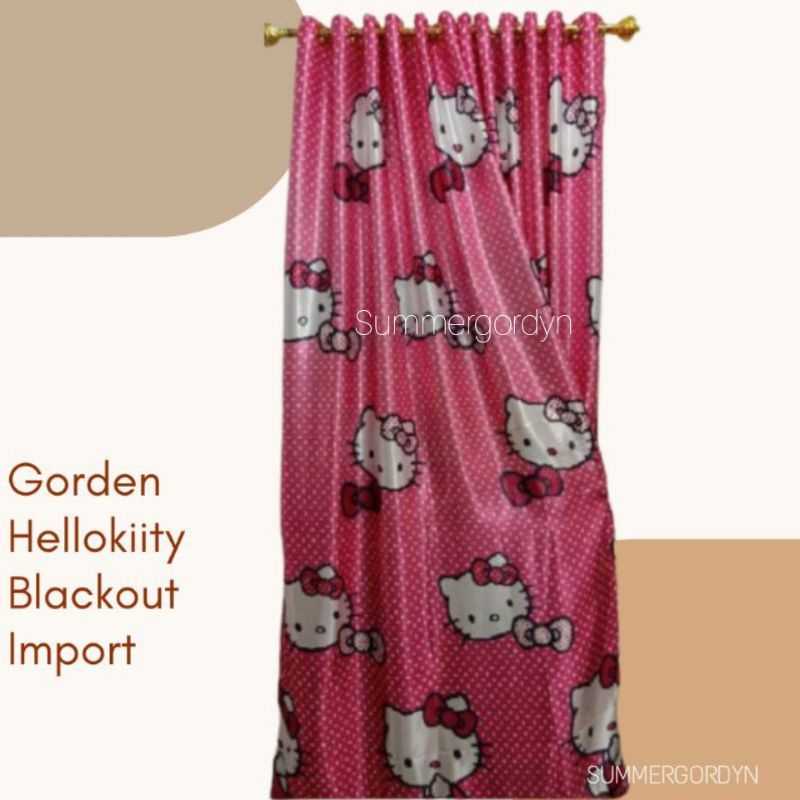 GORDEN TIRAI GORDYN KORDEN GORDEN  HELLO KITTY  IMPORT BLACKOUT hello Kiti L 1 meter x T 220 cm gorden tebal dan mengkilat tirai jendela tirai pintu gorden jendela Kamar tidur