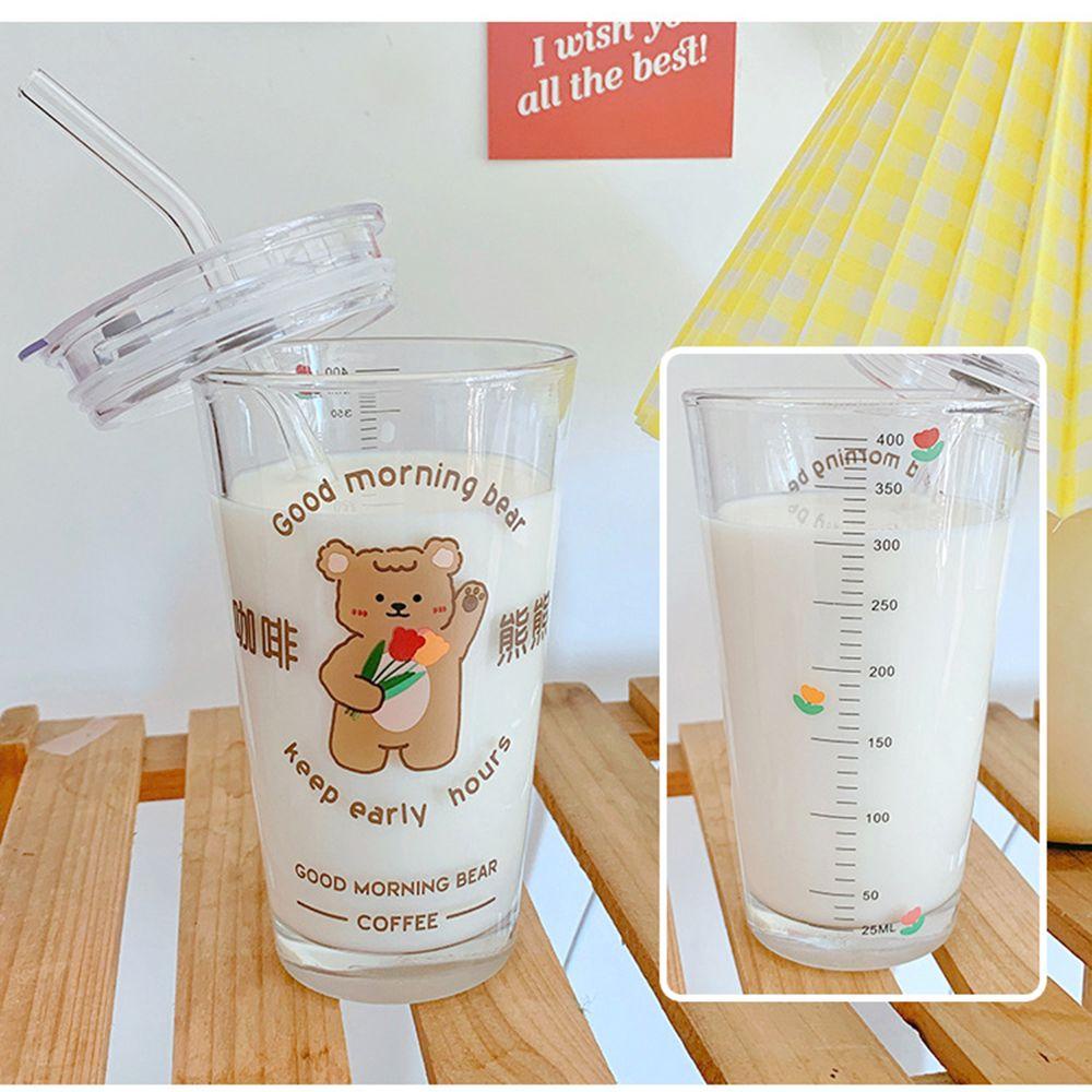 R-FLOWER Gelas Teh Fresh High Capacity Cute Cover Household Milk Cup