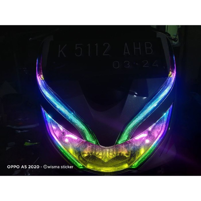Stiker Lampu + Alis RGB PCX 150 / Sticker Lampu PCX150 set tema RGB