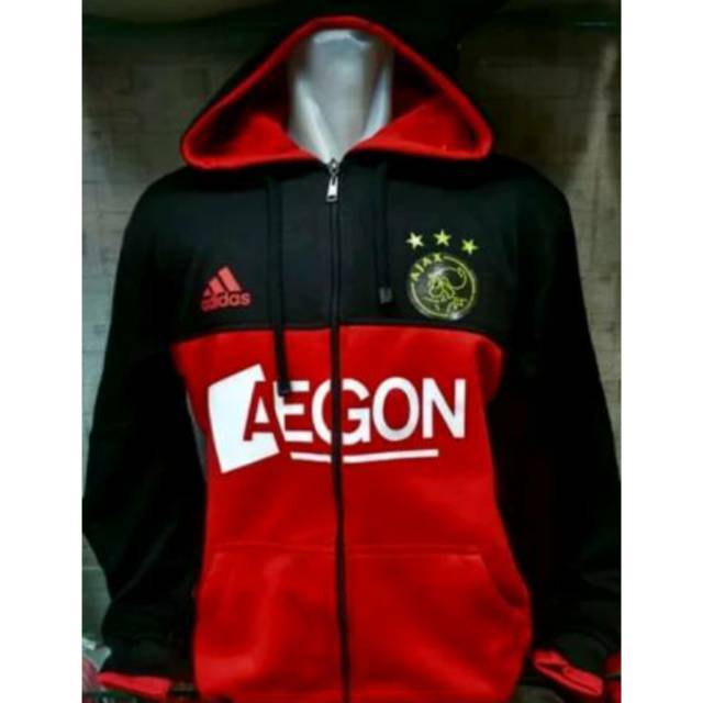 Jaket hoodie Ajax Amsterdam warna hitam merah terbaru