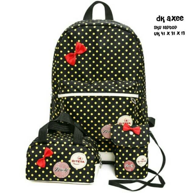 Tas ransel sekolah pulkadot pita/tas murah