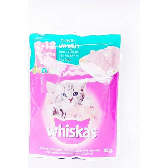 WHISKAS POUCH JUNIOR / 2 - 12 BULAN / RASA TUNA / 85 GR