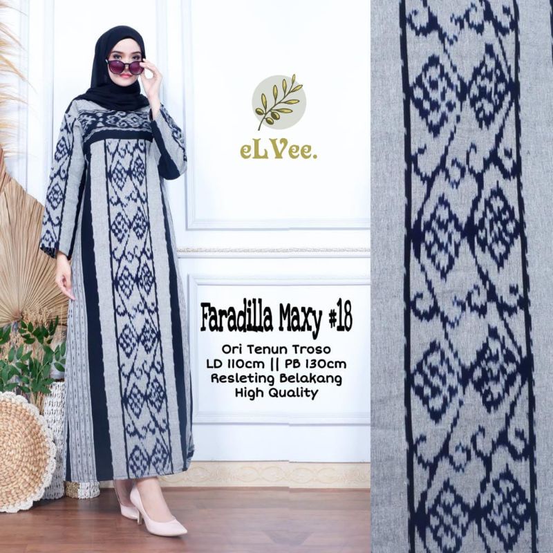 Faradila maxy Ld 110cm bahan ori tenun troso