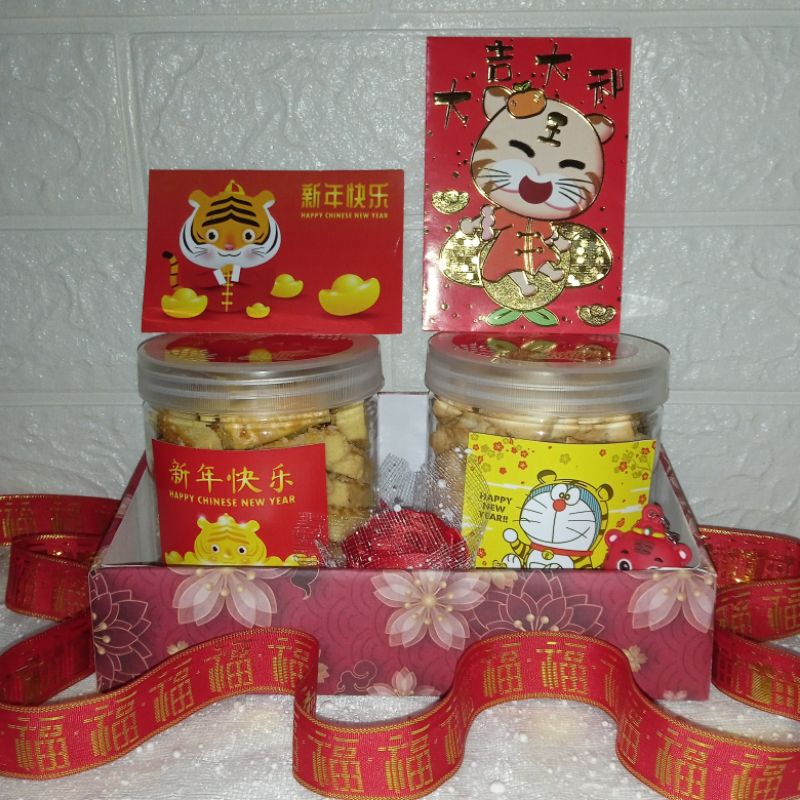 

Hampers Imlek - Parcel Imlek Gift Imlek Sincia Chinese New Year - Hard Box - Red Snow Mesh
