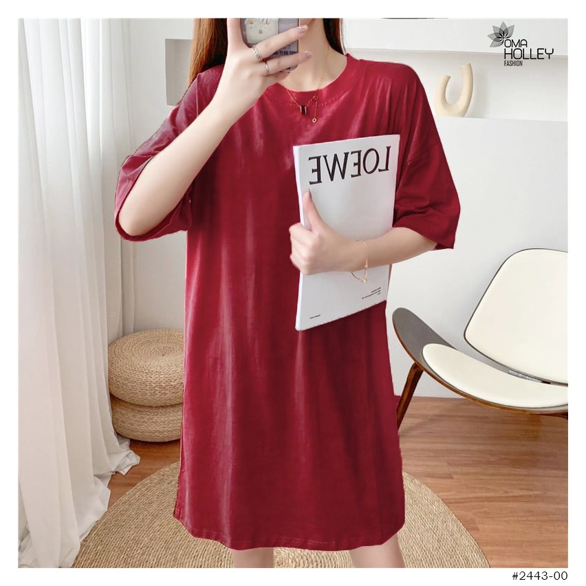 (COD) OH Fashion Basic Hyeri Midi Dress Wanita Lengan Pendek #2443-00