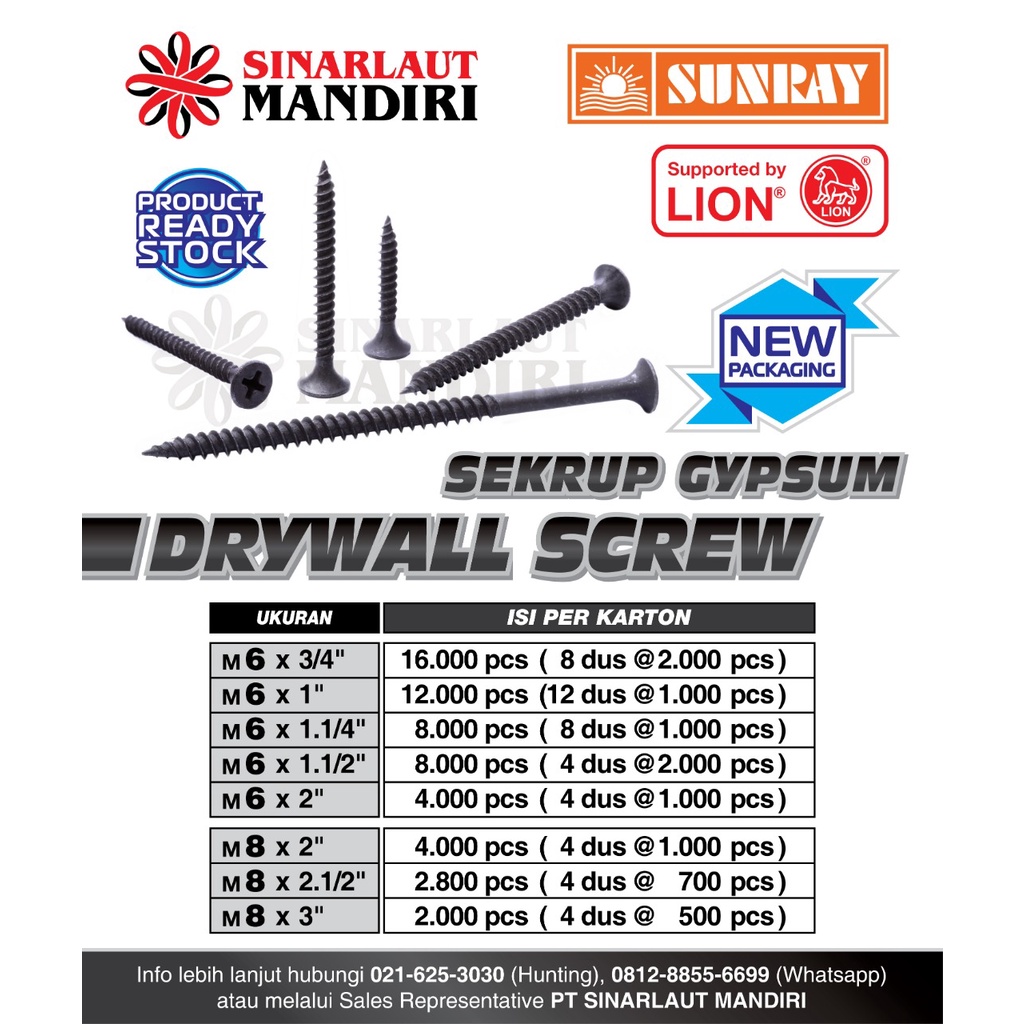 Jual Sekrup Gypsum Lion Drywall Screw Skrup Gypsum Moon Lion Shopee Indonesia