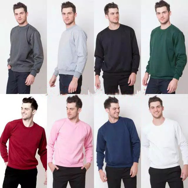 SWEATER POLOS BASIC CREWNECK PRIA WANITA KEREN MURAH