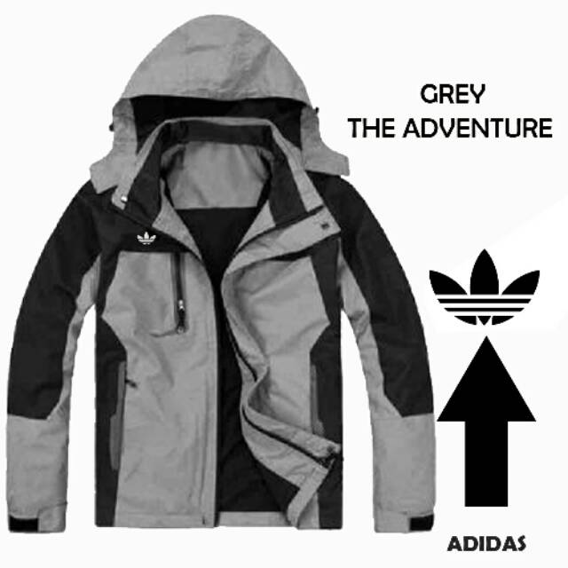 Jaket Adidas grade ori harga murah bahan parasut ukuran S M L XL XXL anti air tebal warna abu abu