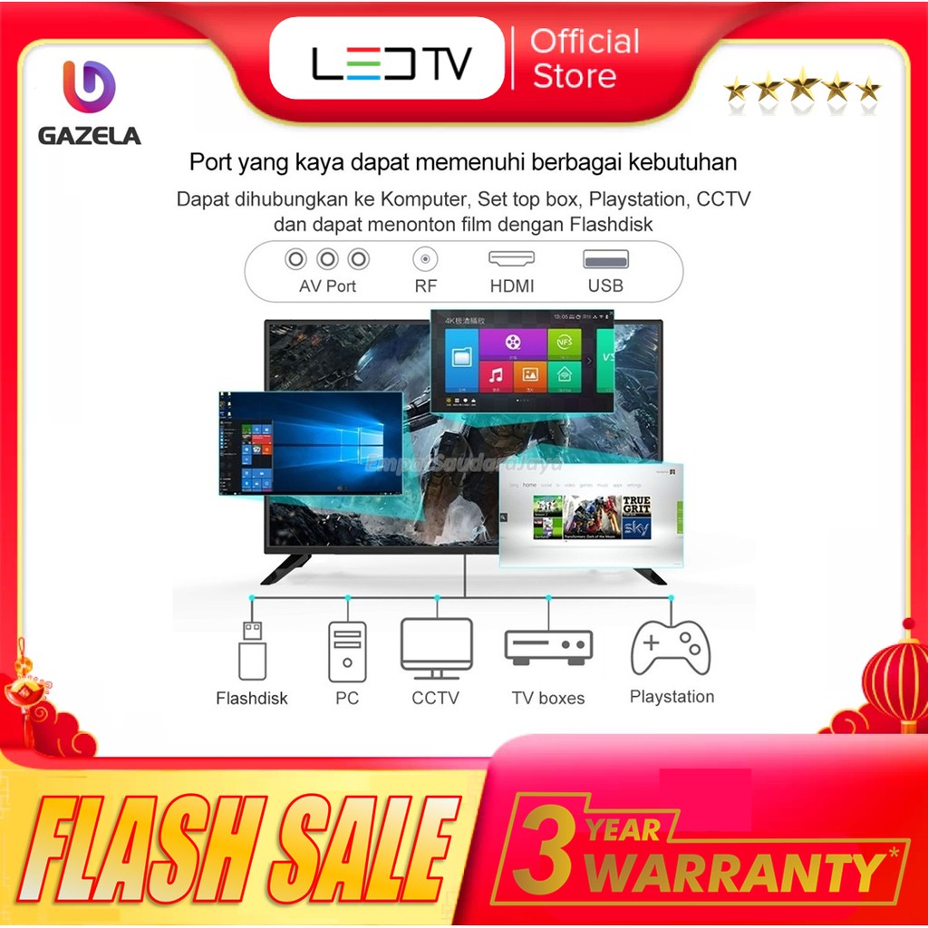 TV LED 22 INCH SUPPORT VGA-HDMI-AV-USB-ANTENA GARANSI 5TAHUN TERMURAH