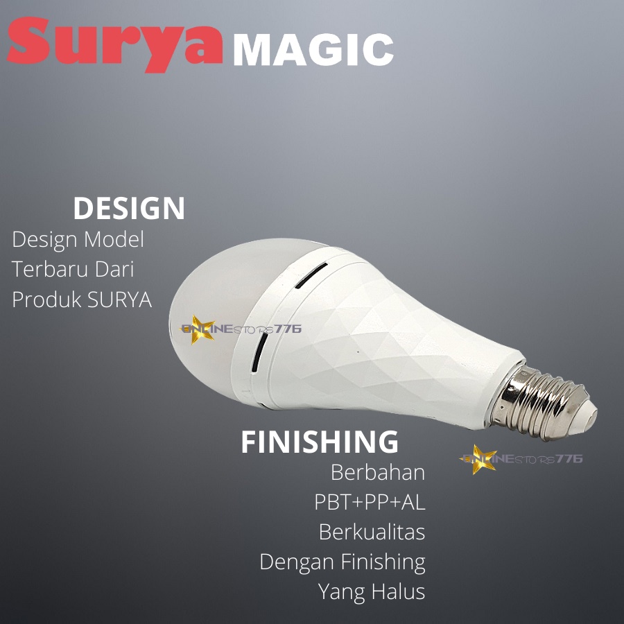 LAMPU EMERGENCY LED SURYA MAGIC 18W / LAMPU DARURAT 18 WATT / RECHARGEABLE / CAHAYA PUTIH