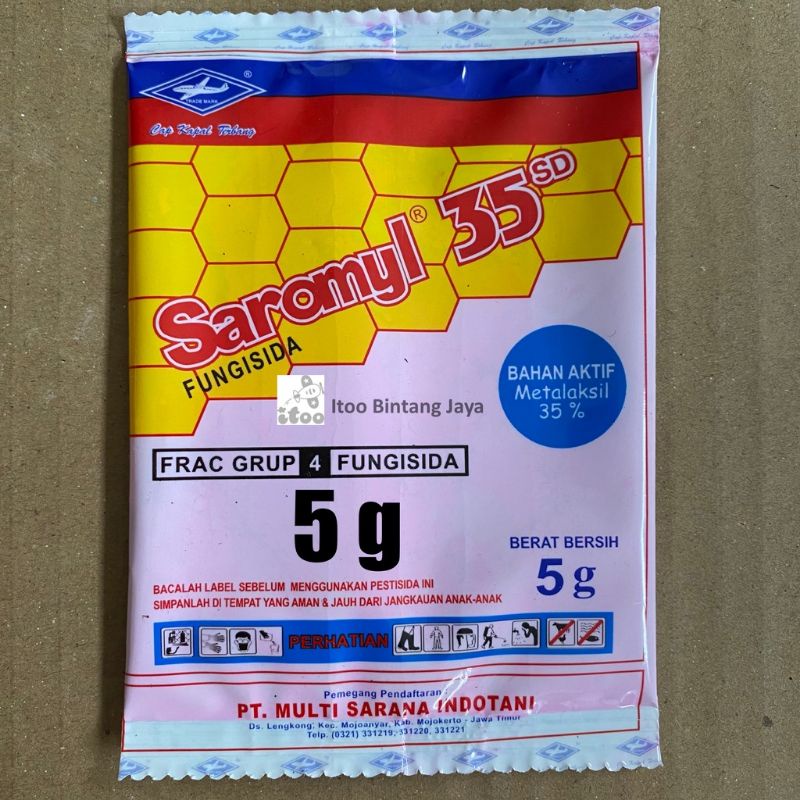 Fungisida sistemik saromil metalaksil 35SD cap kapal terbang 5gram