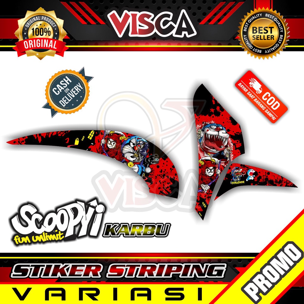 Striping Scoopy Karbu -  Sticker Striping Variasi Lis Scoopy Karbu - Striping Hologram Scoopy Karbu 