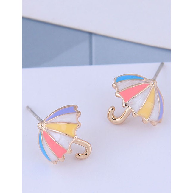 LRC Anting Tusuk Fashion Color Umbrella Hit Color Earrings A60202