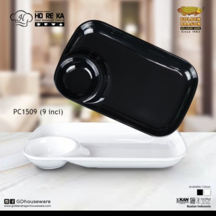 

Baru Piring Sekat Horeka Melamin Dragon 9 Piring Hitam Putih Bento PC1509 Limited