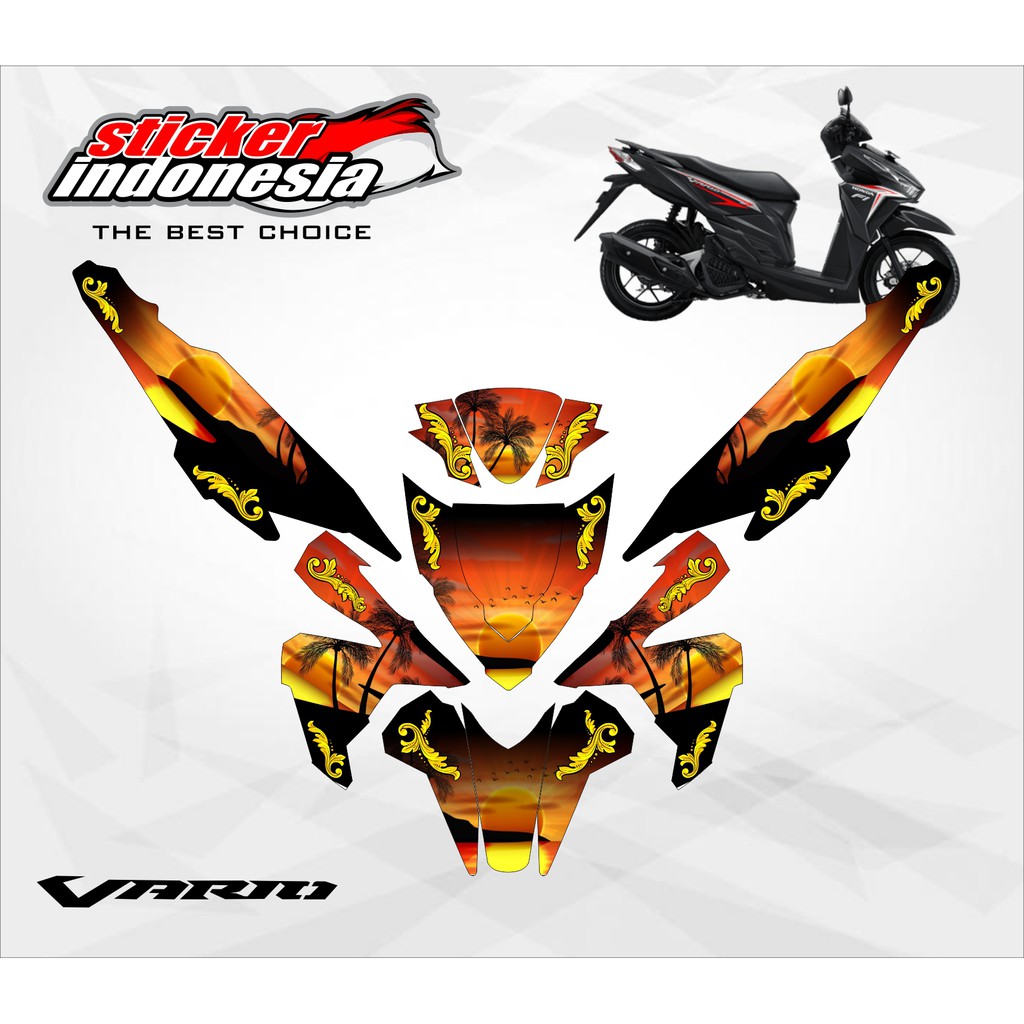 Decal Full Body Stiker Vario FI 125 /150 Old / Lama ( 2015-2017) HITAM ORANGE