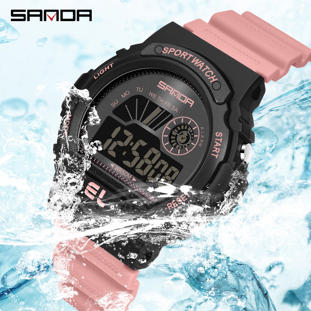 【COD】SANDA 6004  Digital Fashion Jam Tangan Mewah Wanita Tahan Air Gerakan Jam Tangan Elektronik Jam-2