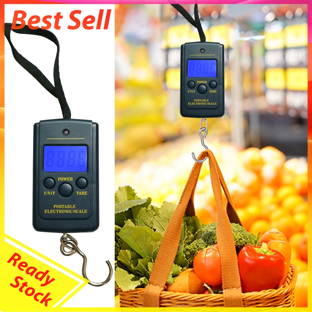 40kg/10g Portable Mini Digital Fishing Scales w/ Hanging Hook Luggage Scale