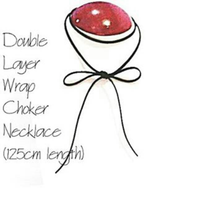 Black Double Layer Wrap Choker Necklace | Kalung Handmade