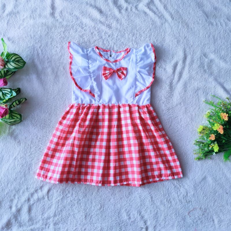 Dress Anak 1 2 tahun anime motif kotak jepang baju  anak cewek perempuan unik ( dress anime kotak)