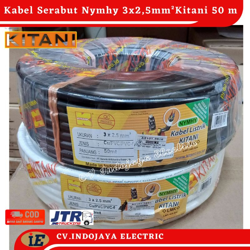 Kabel Serabut Nymhy 3x2,5 Kitani Kabel Panjang 50 meter Kabel Listrik Serabut