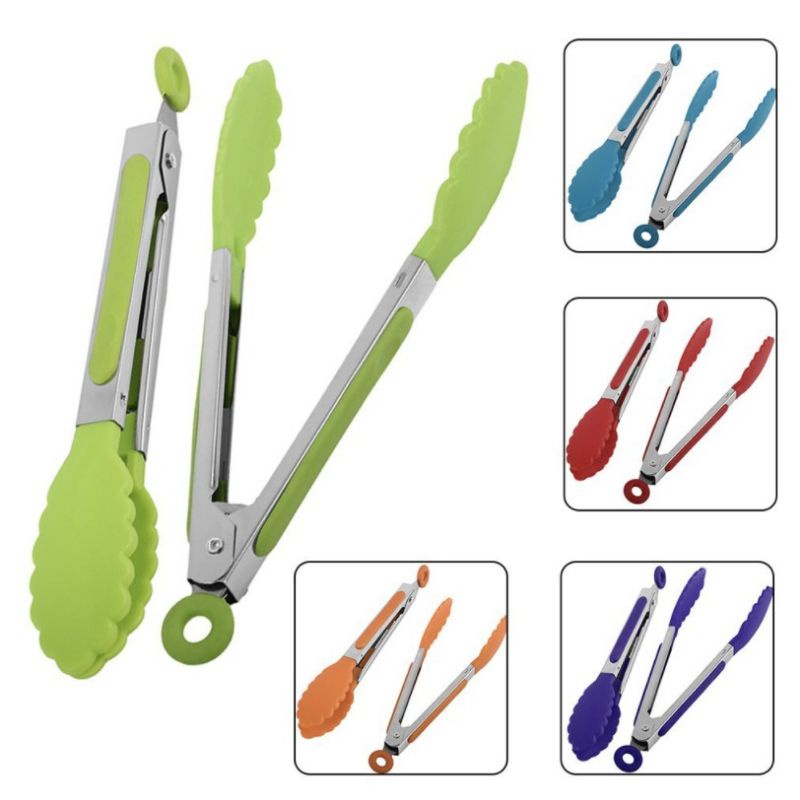 food tongs pencapit warna/penjepit silicone makanan roti kue gorengan/capitan silicone masakan