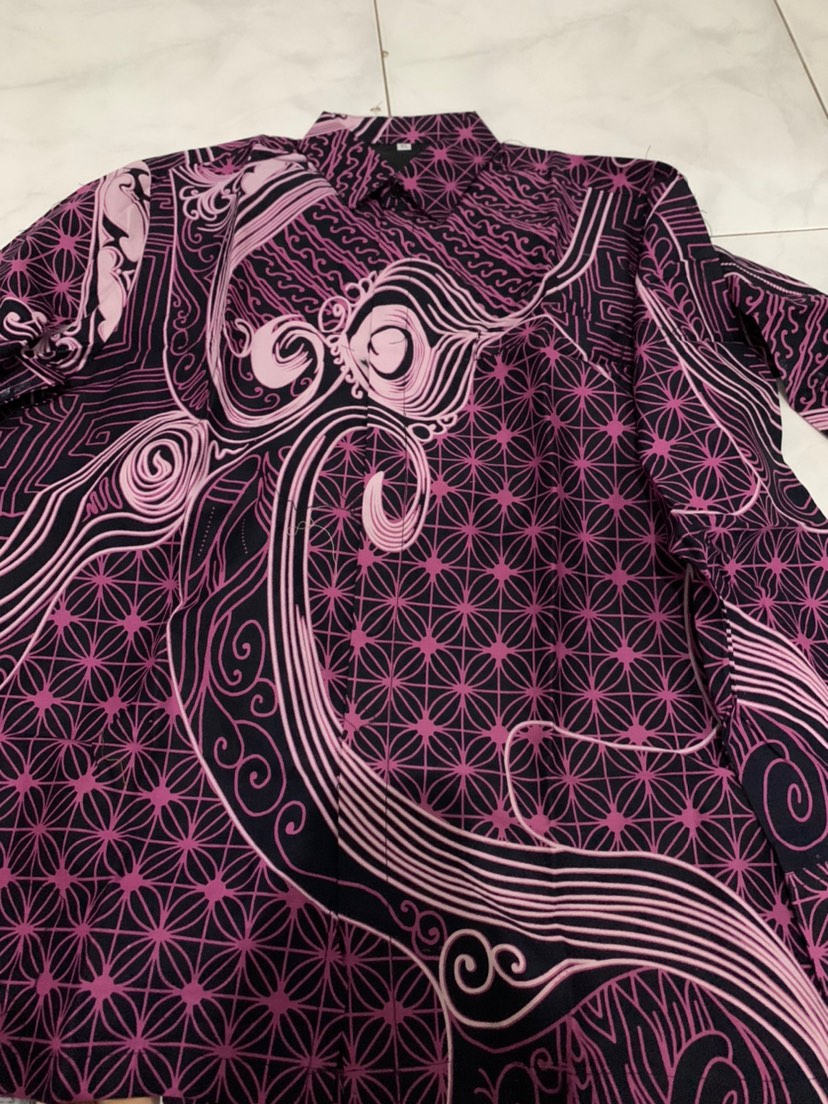 Uwer Ungu Kemeja Batik Hem Pria Lngan Panjang Full Furing