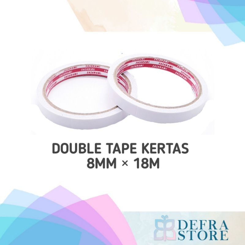 

1 ROLL DOUBLE TAPE 8MM X 18M SAZANAMI DOUBLE TAPE KERTAS ACRYLIC